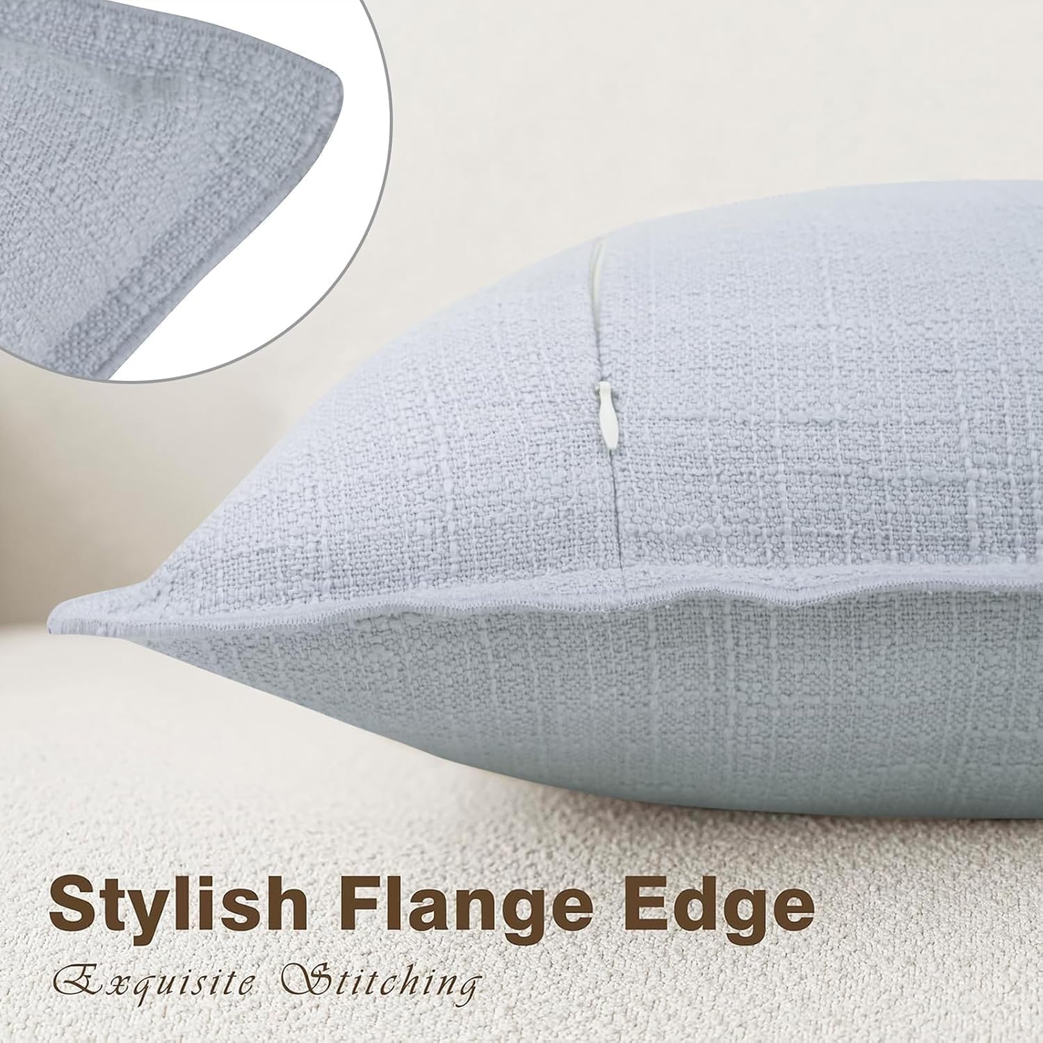 Grey Blue Decorative Throw Pillow Covers 18x18 Set of 2 Textured Farmhouse Pillow Covers with Elegant Design Boho Accent Pillow Covers for Sofa Bedroom Living Room Home Decor