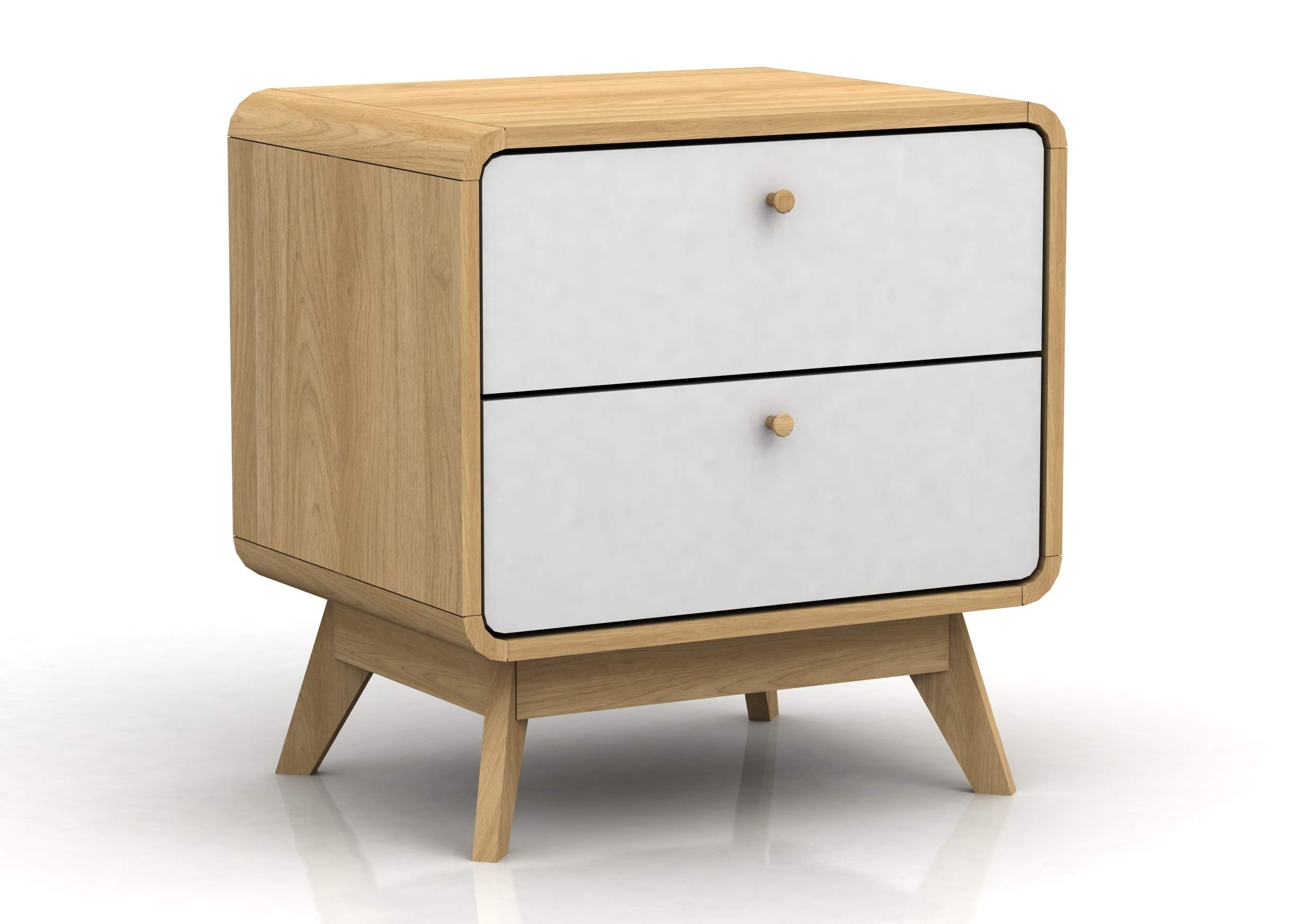 Loft24 Cassie Bedside Table - Oak, White
