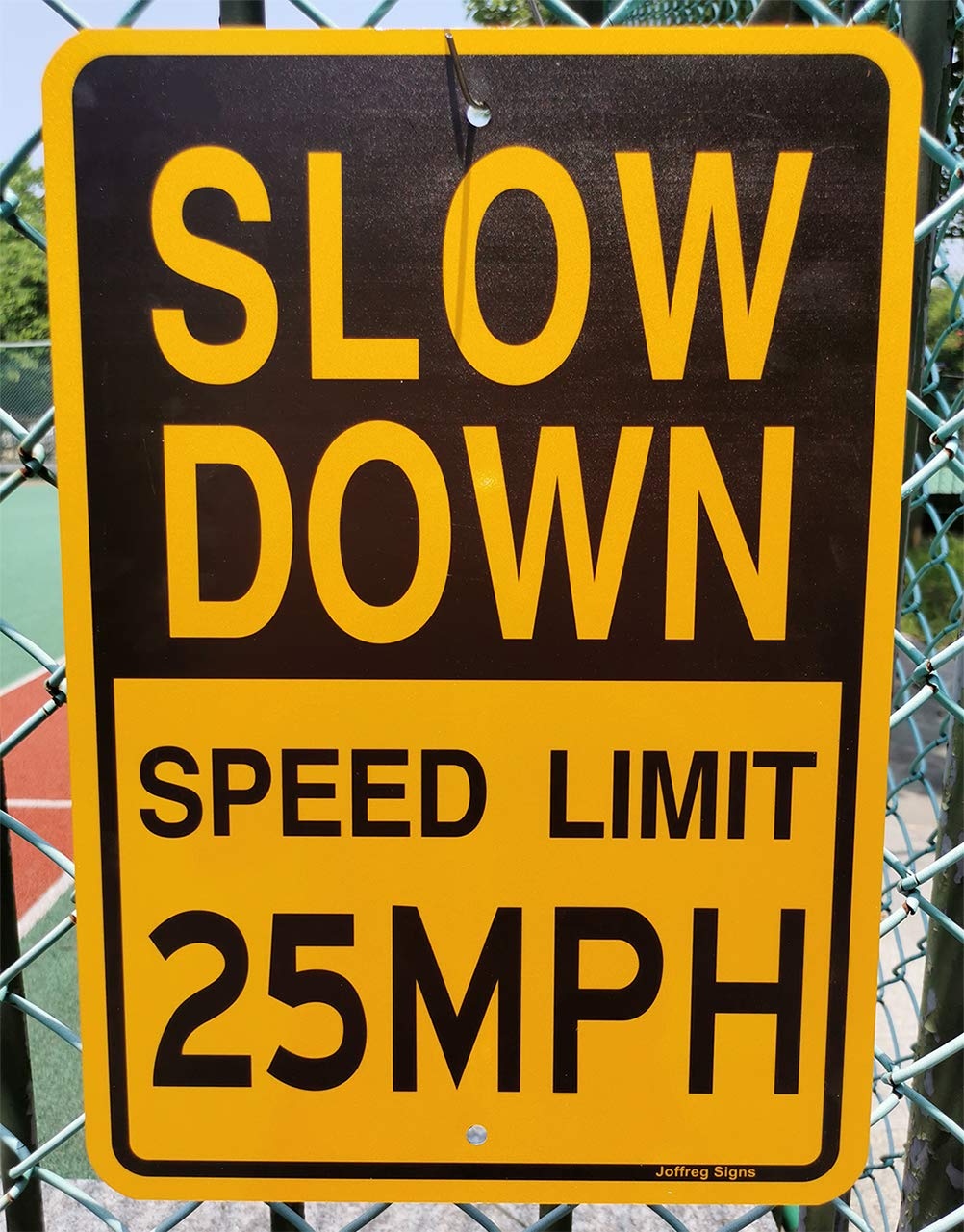 Joffreg Slow Down Speed Limit - Señal de 25 MPH, 17 x 12 pulgadas, aluminio reflectante