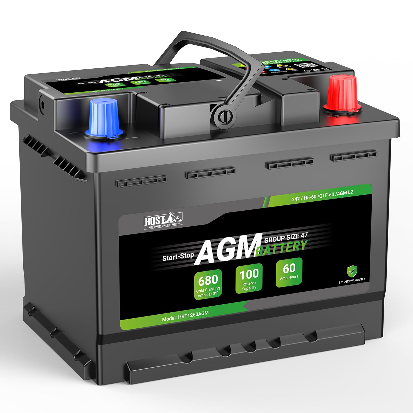 HQST H5 Group 47 AGM Automotive Battery