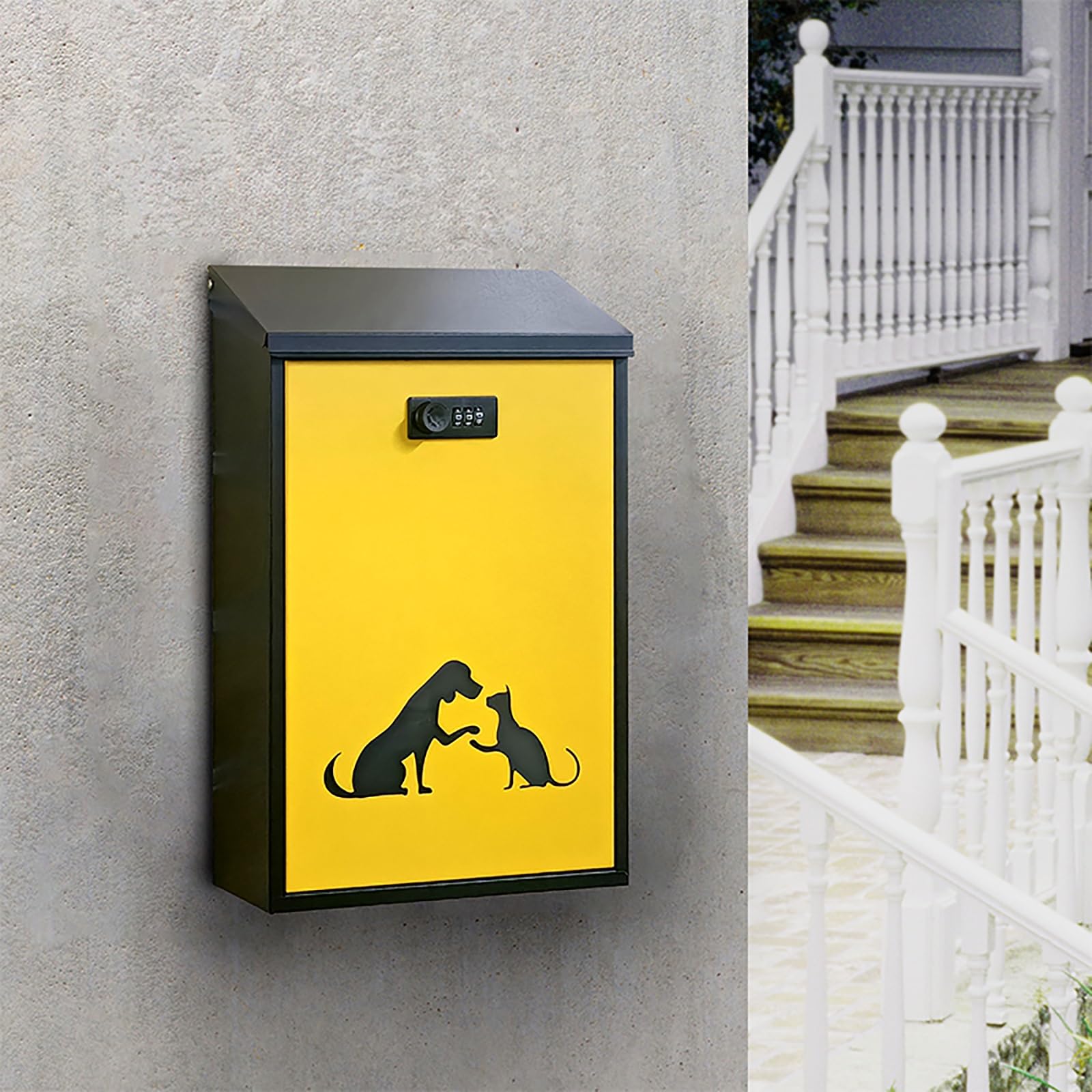 Email address, Suggestion Box with Combination Lock, Cute Cutout Pattern, Secure Mailbox, Medium Capacity(Black)