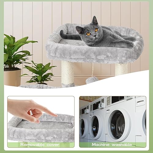 Miniatura 4 de MIAO PAW Torre de árbol 14Cat para gatos de interior, condominio con postes rascadores de sisal, plataforma de salto, muebles para gatos, centro de