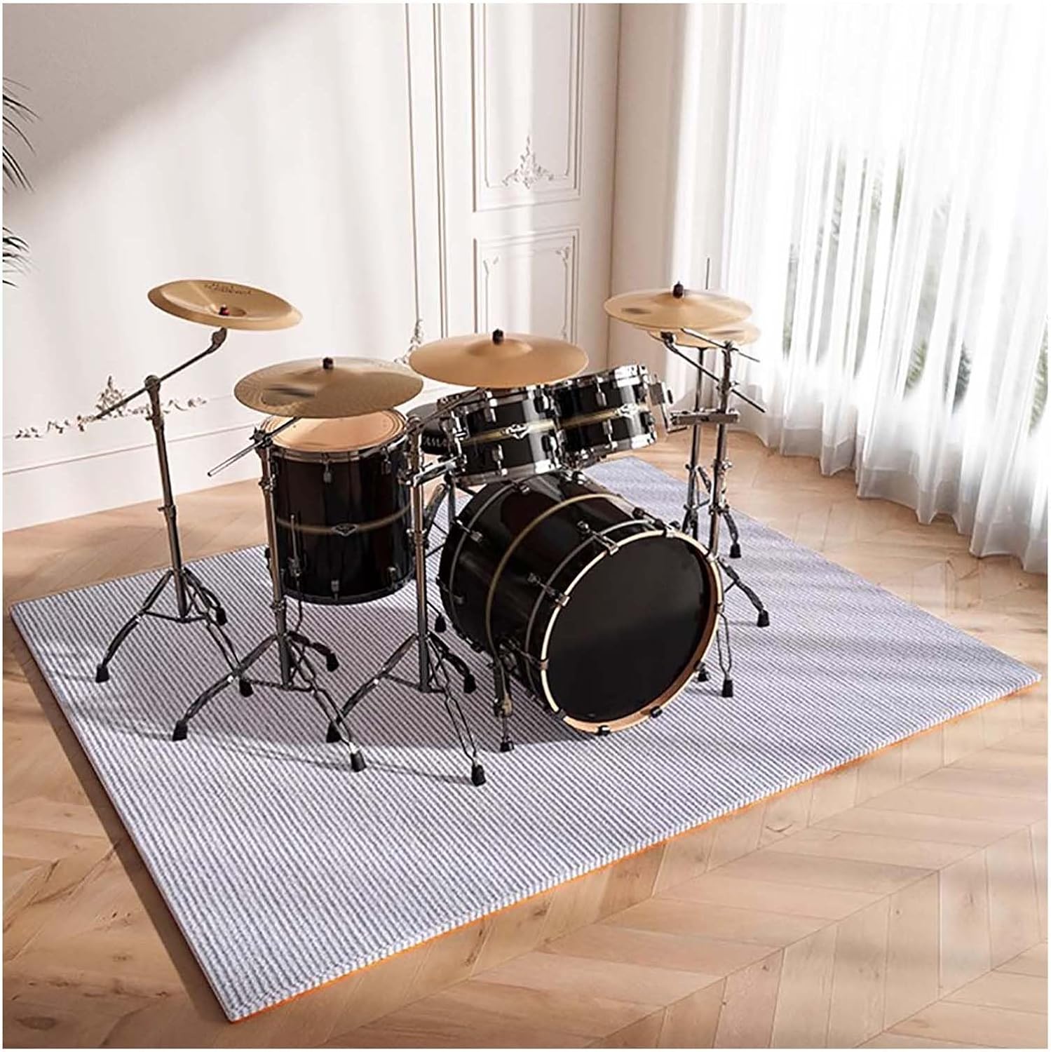 Drum Set Mat Soundproof Carpet, Shock-Absorbing Sound-Absorbing Floor Mat, Piano Carpet, Household Thickened Shock-Absorbing Pad(Grey,160x120cm/63x47.2in)