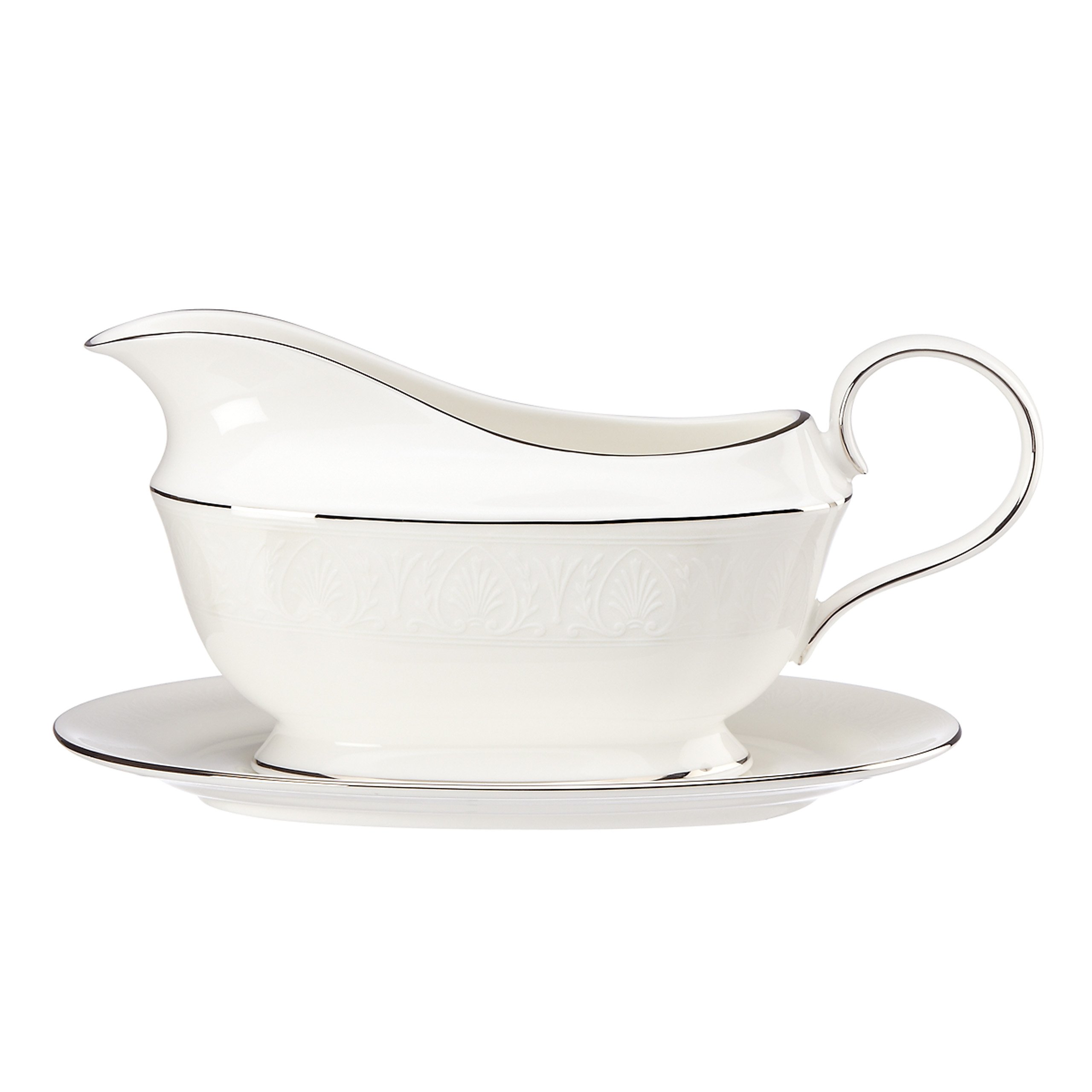 Amazon.com | Lenox Hannah Platinum Sauce Boat and Stand, White