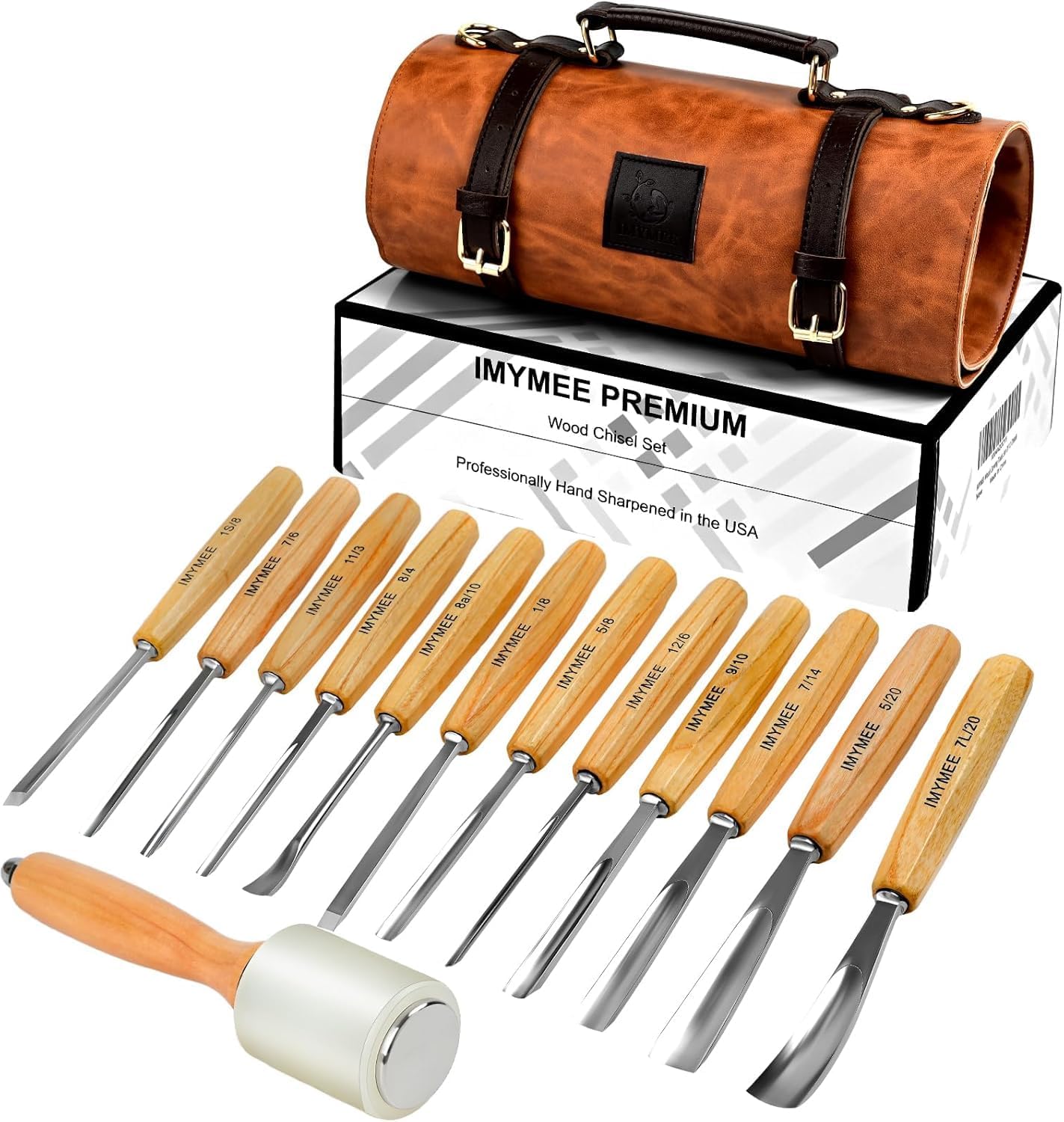 Wood Carving Tools Set of 12 Chisels with PU Storage Bag, Razor Sharp CR-V 60 Steel Blades, Wood Carving Kit,Wood Chisels for Woodworking