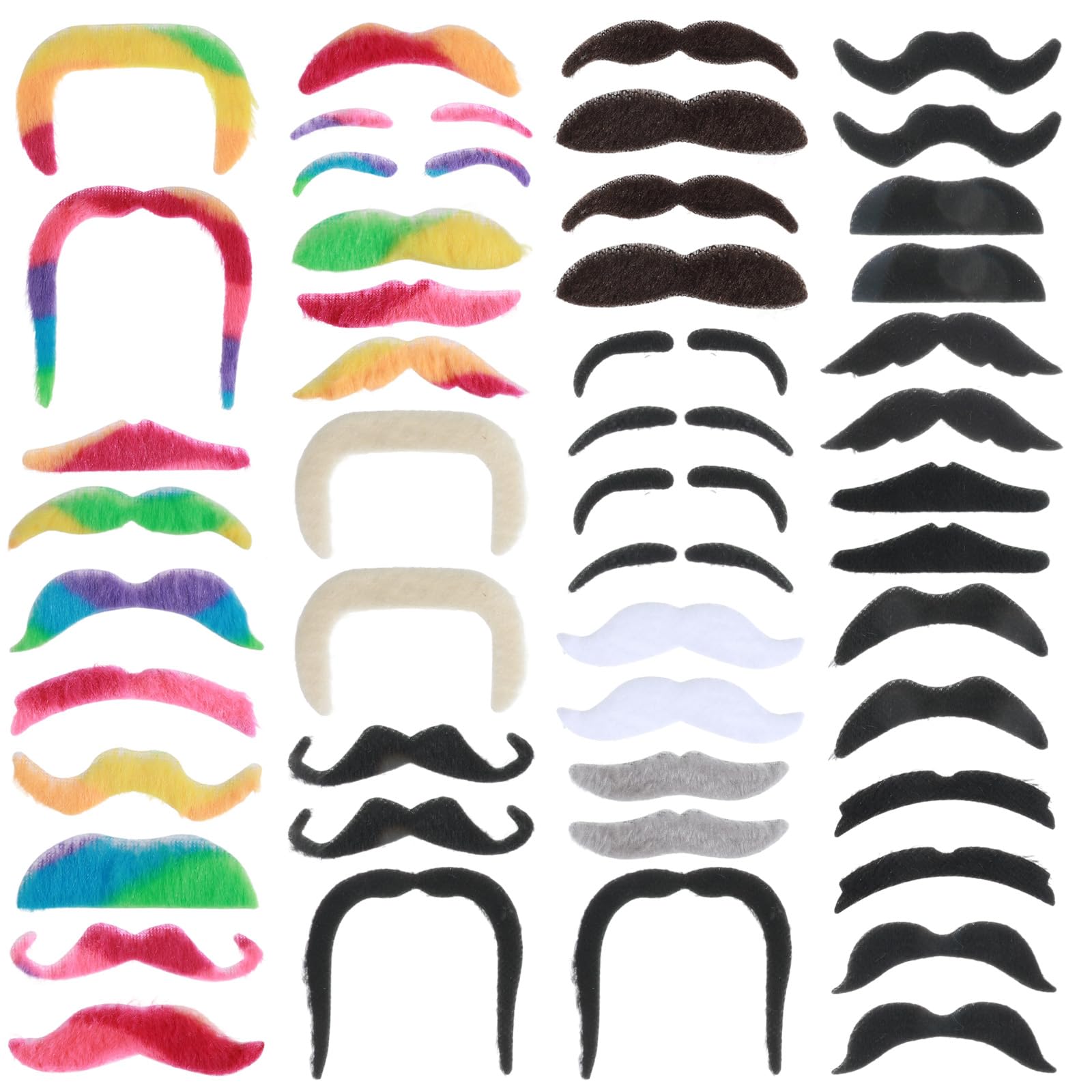 Lot de 96 moustaches auto-adhésives en vrac pour costume de barbe, Halloween, Noël