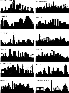 Cityscapes City Skyline Black Fused Glass Decals