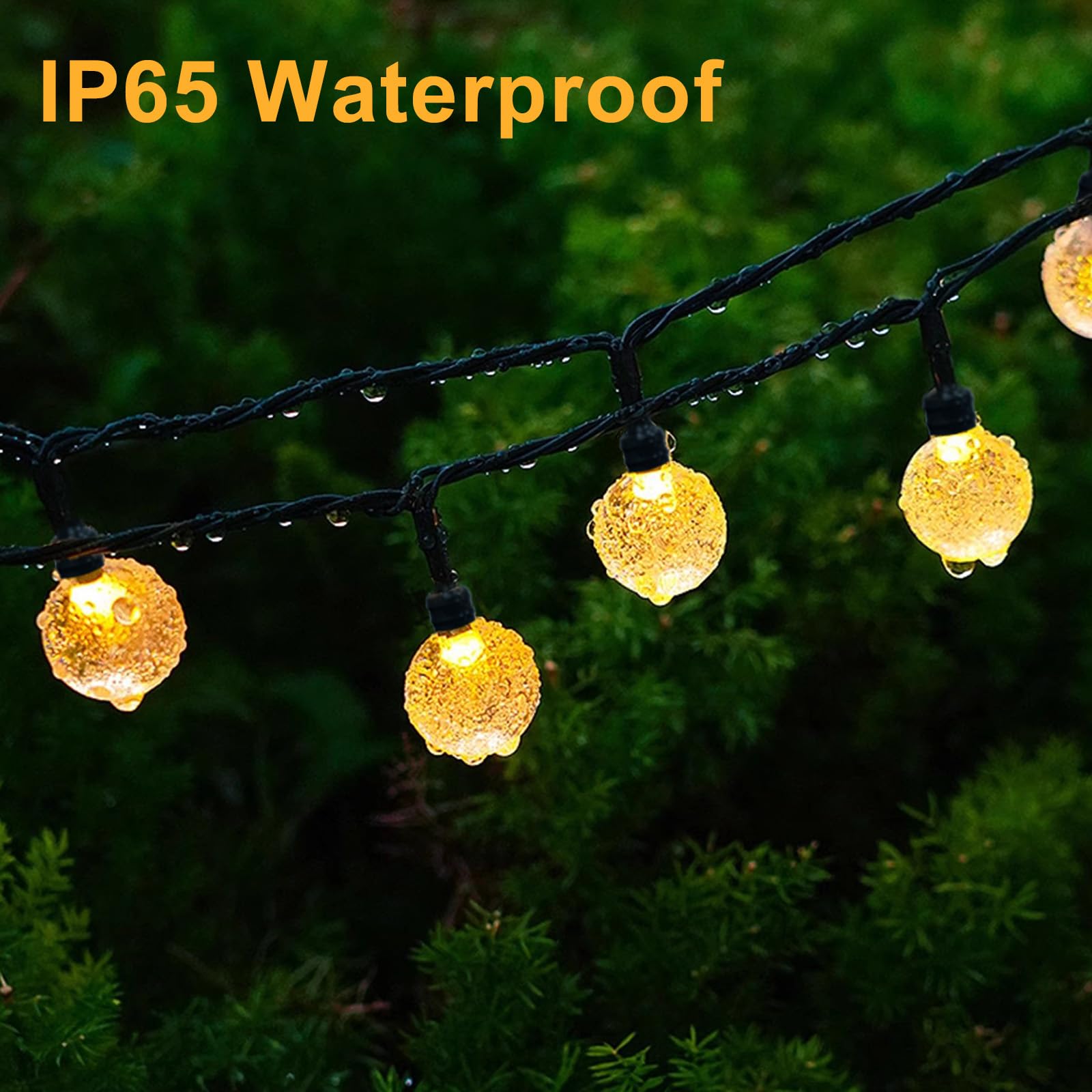 Solar Lichterkette Für Draußen – 30 LED Kristallkugeln, 6,5 M, 8 Modi, IP65 Wasserdicht, Für Garten, Balkon, Weihnachten
