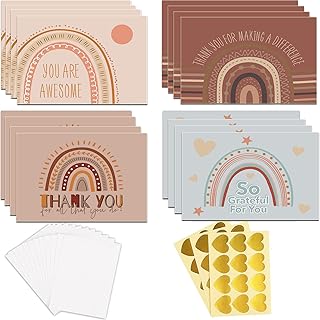 24 Boho Rainbow Thank You Cards with Envelopes - You Are Awesome,Encouragement & Appreciation Notecards for School Teacher Team Student,Employee Appreciation Gift Cards,Blank Inside,4x6 inch