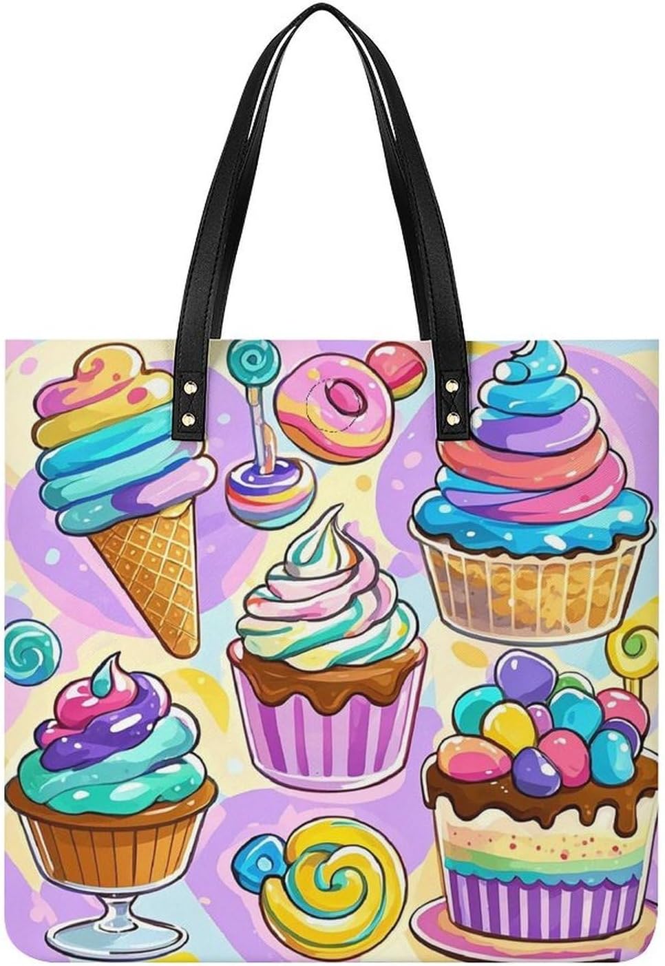 Cute Food Tote Bag with Magnetic Buckle Reusable Grocery Bags Lightweight Cross Body Handbag for Daily Essentials