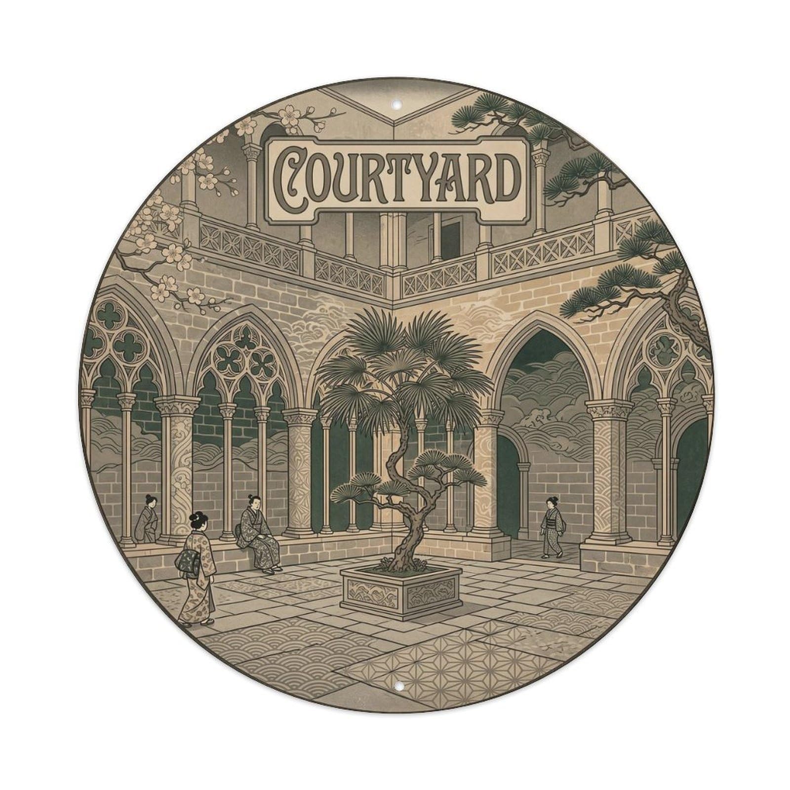 Olhnbad Style Seu Courtyard Mallorca Heritage Balearic Metal Tin Sign