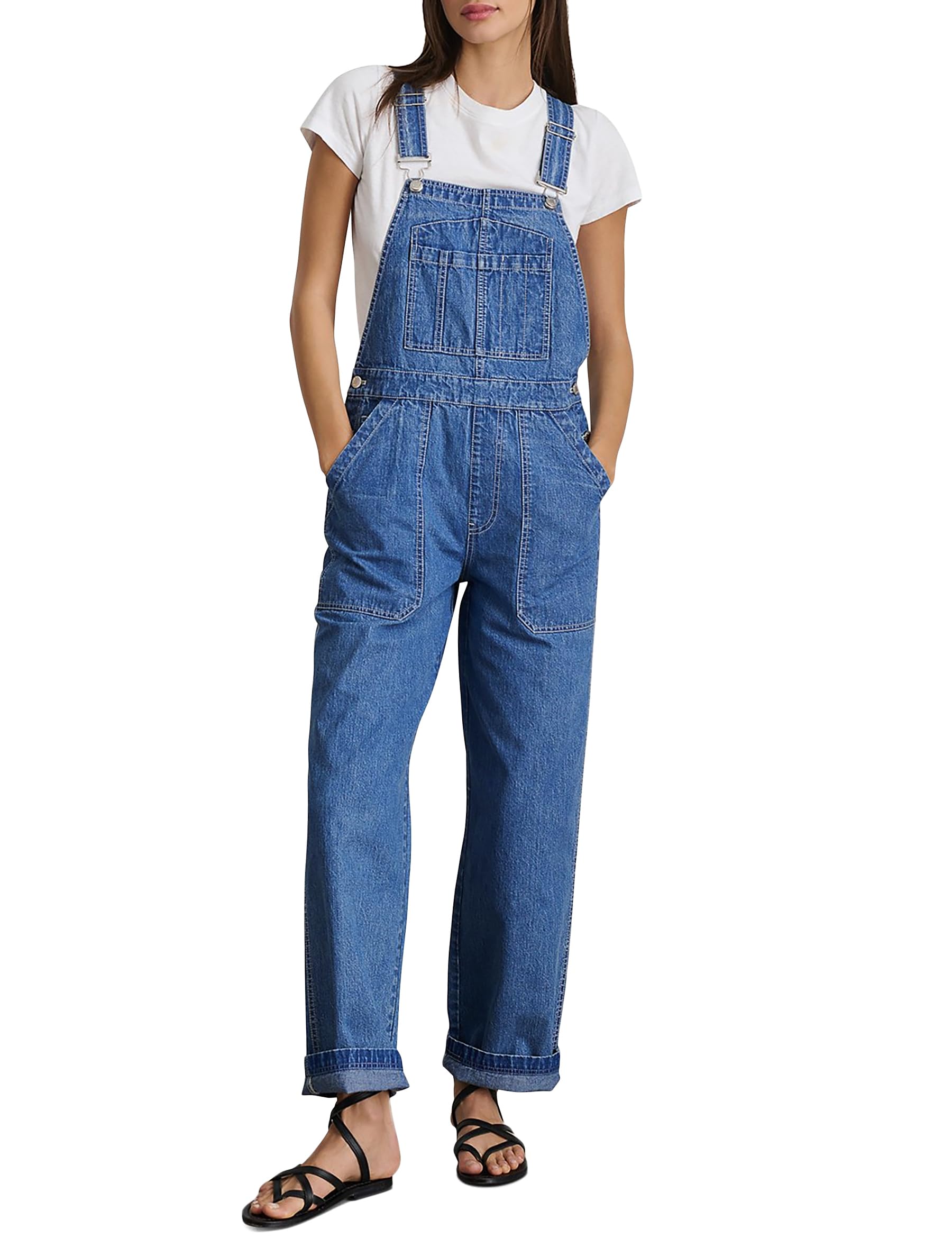 Fengbay Salopette da donna in denim, tuta da donna in denim, con spalline regolabili, casual, ampia, con tasche