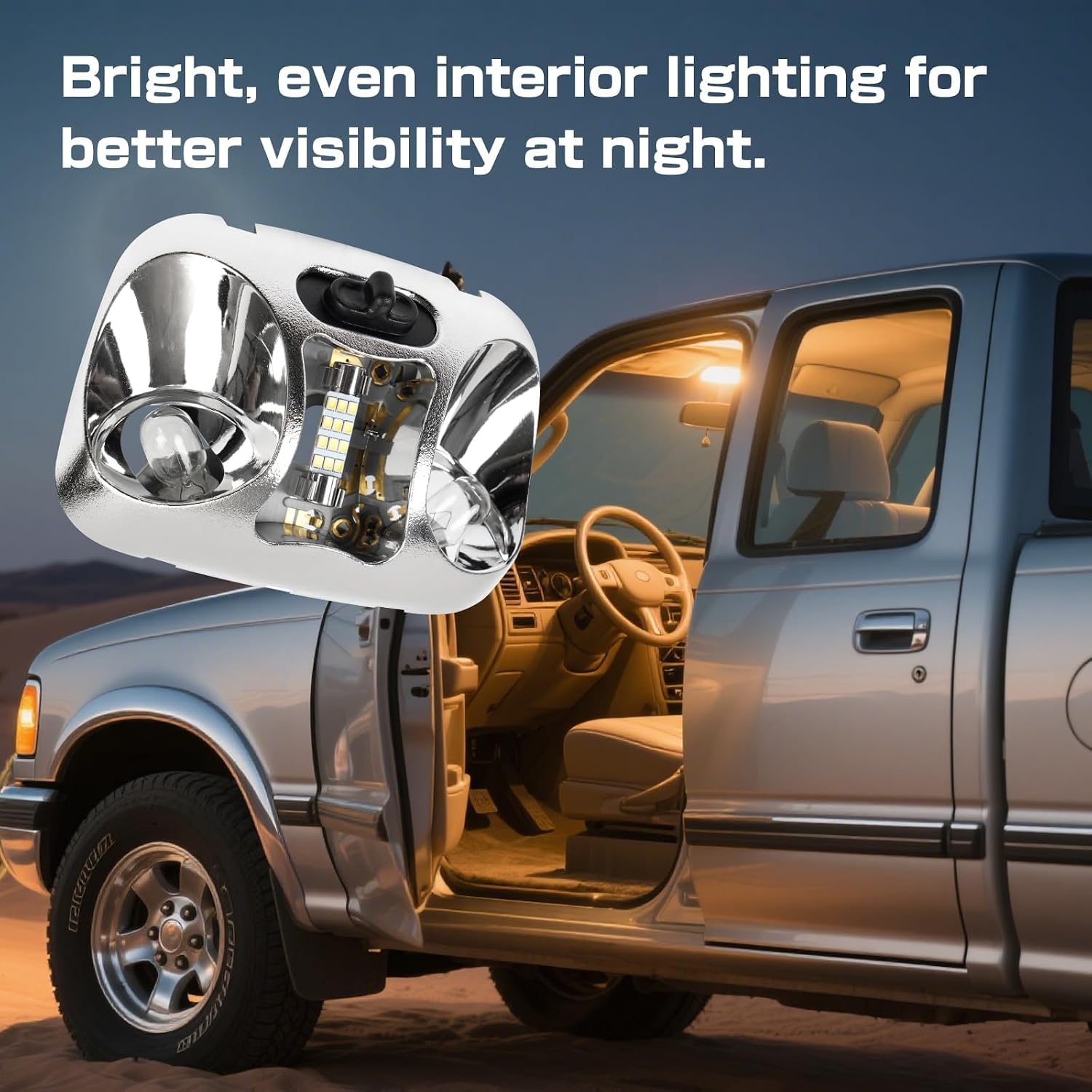 Car Dome Light Assembly compatible with Ford Ranger 1993-2004 replace F37Z-13776-B map lamp assembly Cab LED Interior overhead dome light