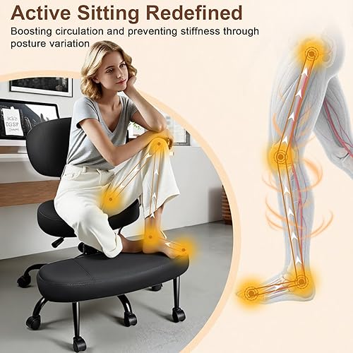 Miniatura 6 de Silla de oficina ejecutiva, silla de escritorio ergonómica y cómoda con reposabrazos y ruedas abatibles acolchados, piel sintética, resistente,