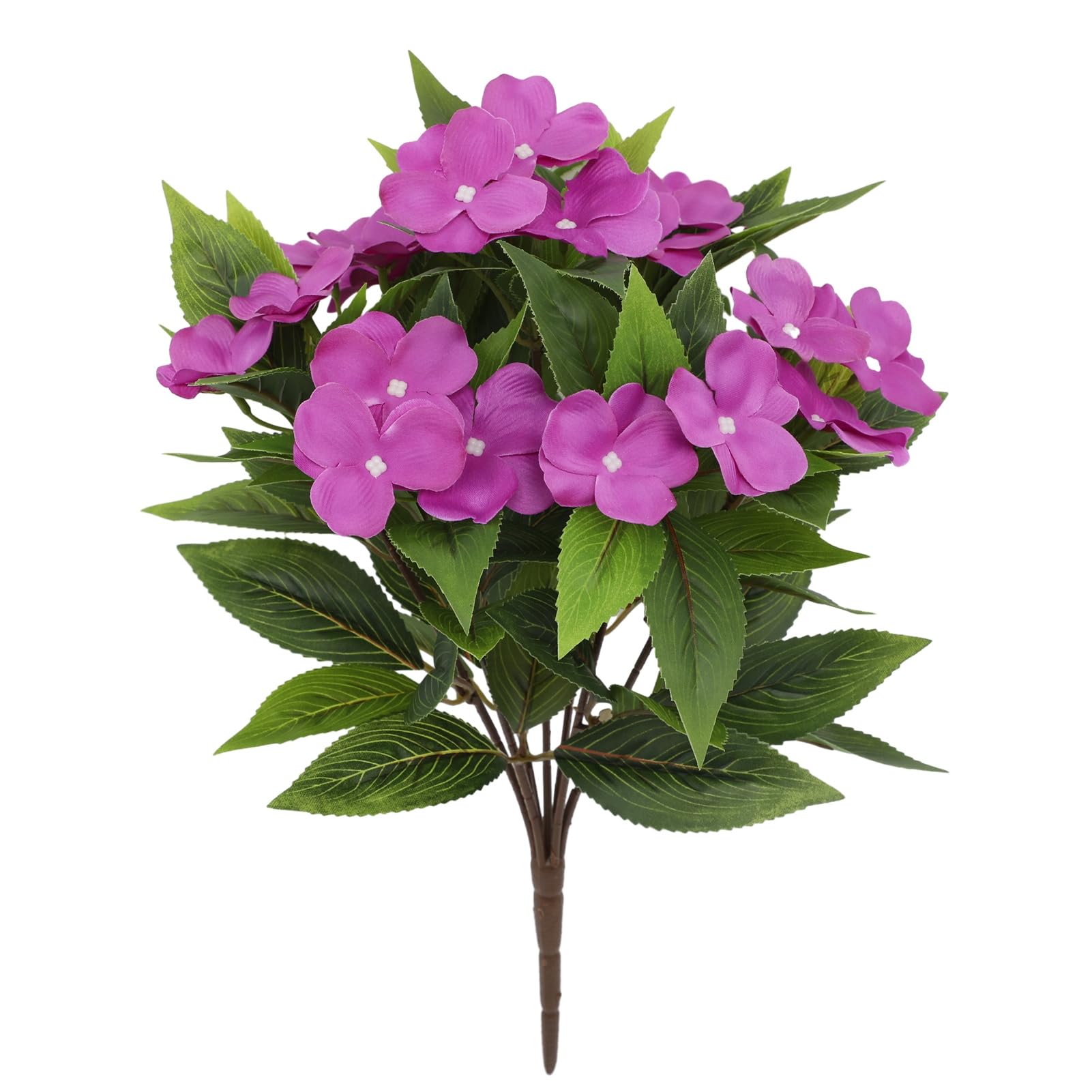 matumou 8 Bundles Artificial Impatiens Flowers for Outdoors UV Resistant Faux Impatiens Bushes Fake Silk Shrubs with Stake for Outside