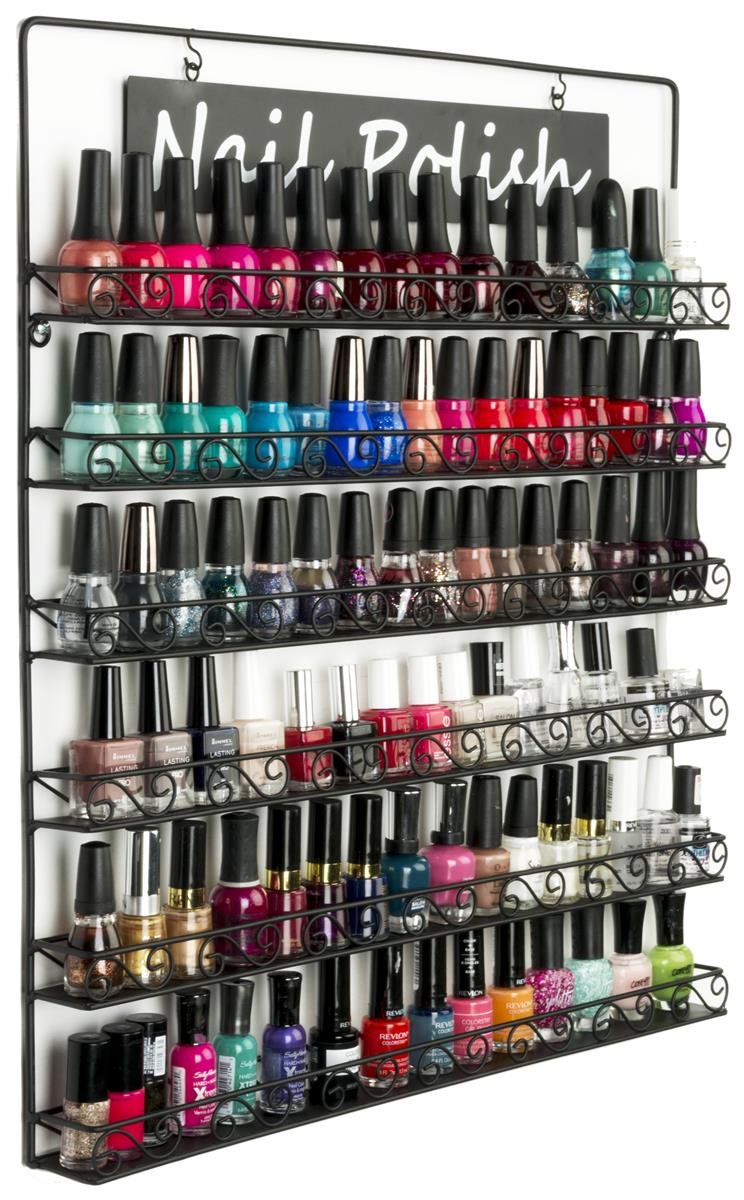 Displays2goNAILWM6BK Nail Polish Wall Rack Organizer
