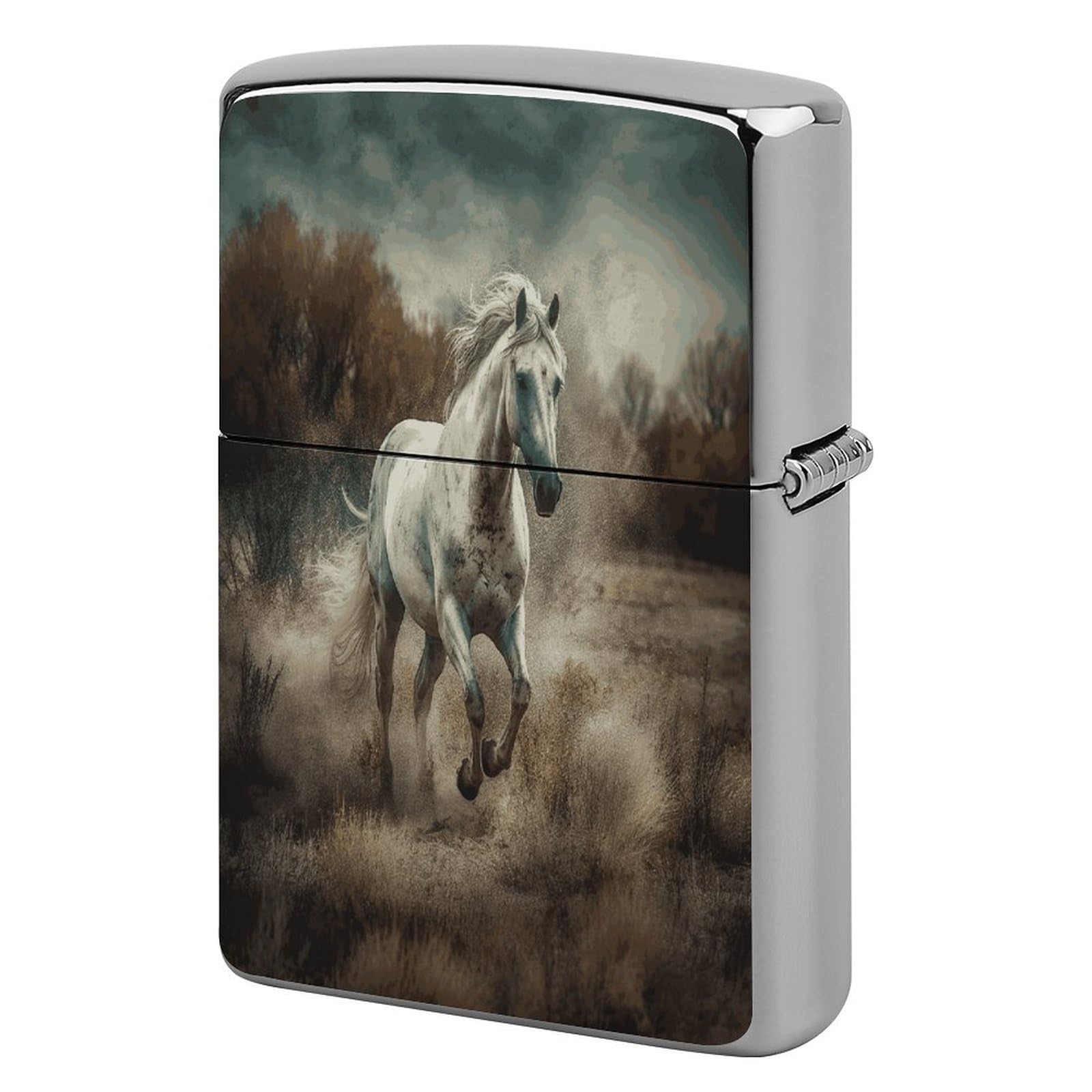 Btcowzrv Style Horse Running In Field Metal Lighter Case Sleeve Cover Holder