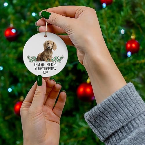 Miniatura 4 de Nombre personalizado Año salchicha crema Año Nuevo 2024 Decoraciones Regalos Primero 2023 Adornos de árbol de Navidad círculo de cerámica