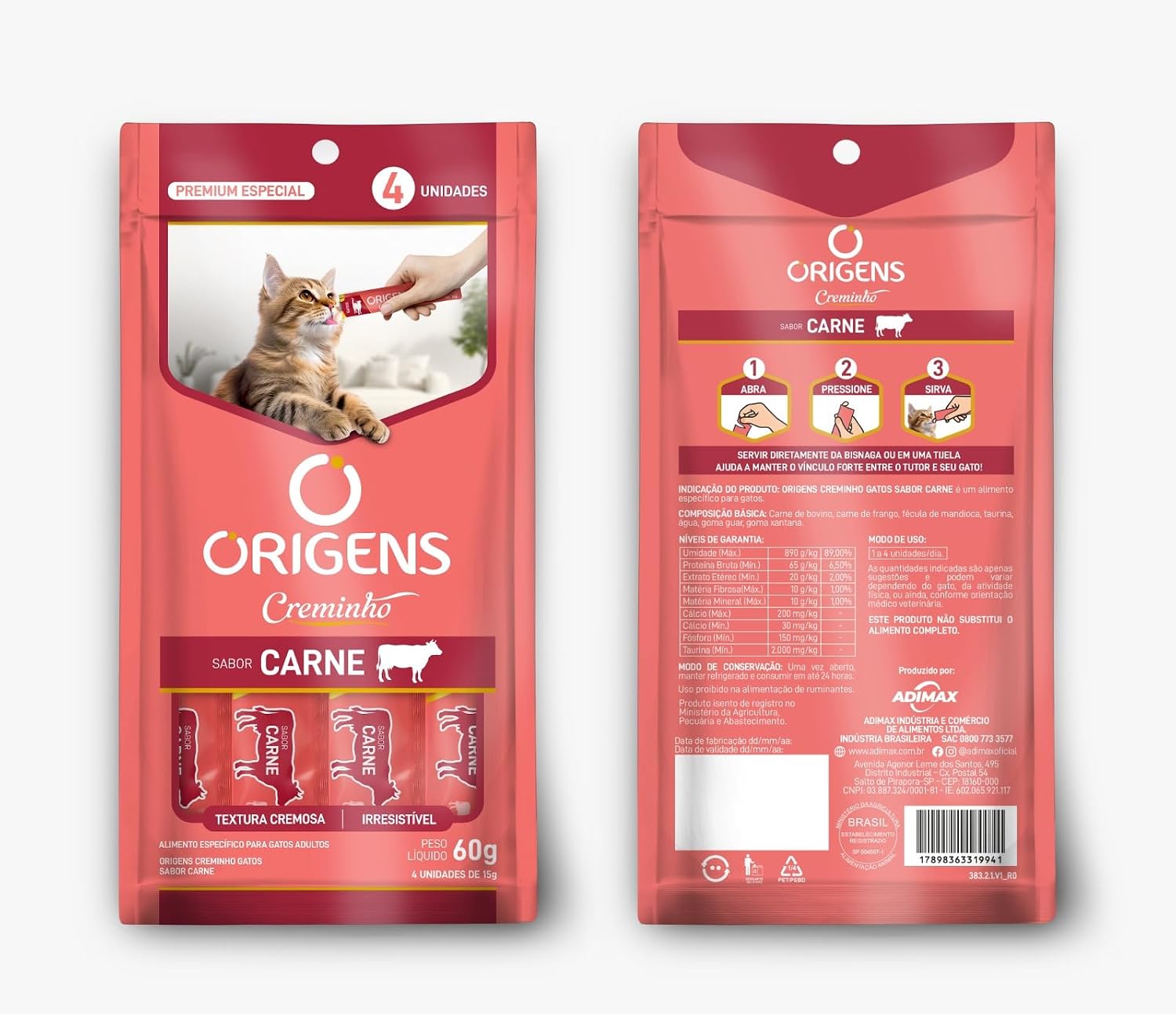 Display Origens Creminho Carne 24 tubos de 15g Petisco Cremoso Gatos Display Origens Creminho Carne 24 tubos de 15g Petisco Cremoso Gatos
