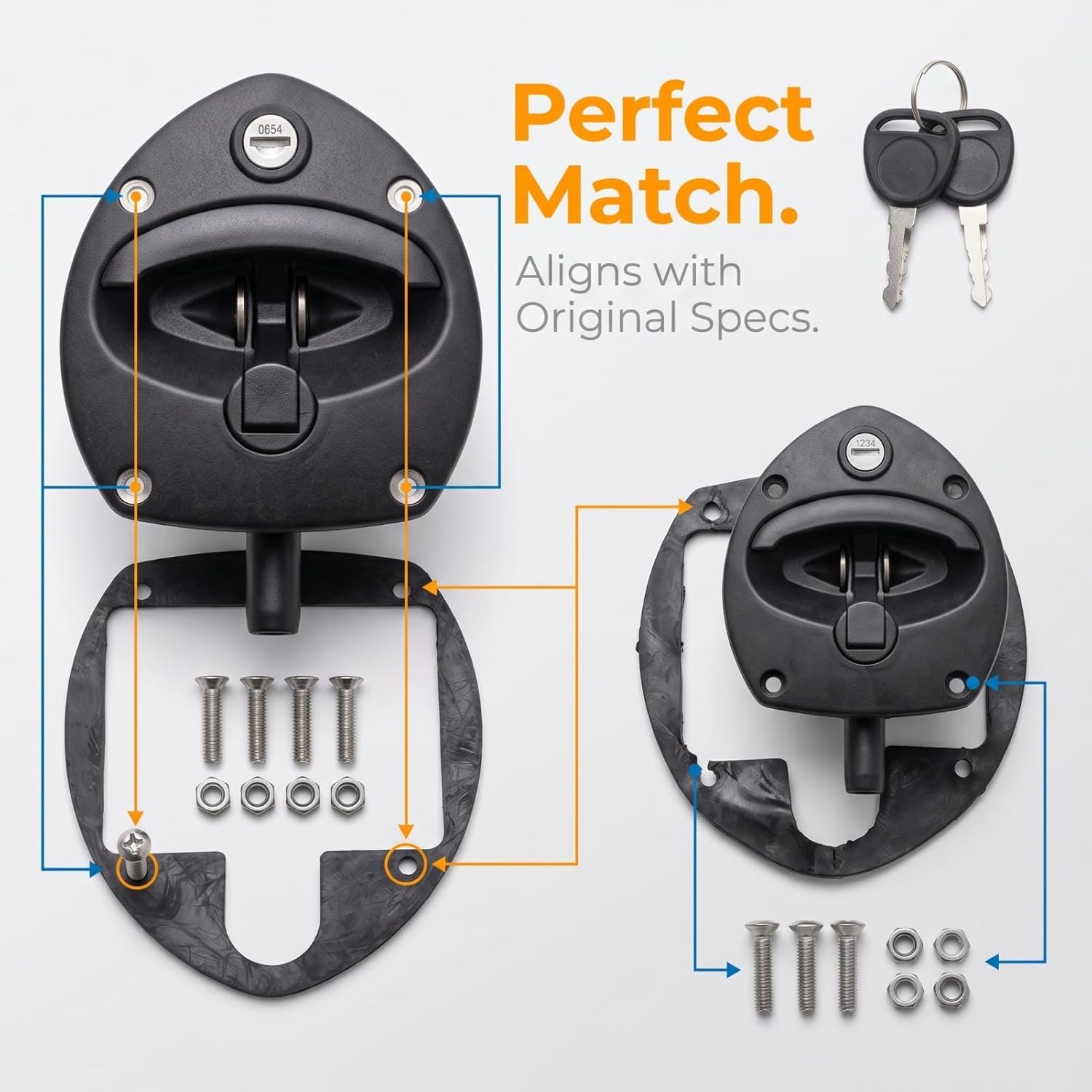 Single Point Compression Latch with 2 Keys 0406 0972 01, Exceptional Strength T Handle Replacement Latch, for Universal Toolbox Door Locks Truck Boxes Locks