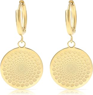 Set Ohrringe Gold Hängend mit Mandala Anhänger Ohrringe Set aus Chirugischem Edelstahl Boho Schmuck Damen Hypoallergen Wasserfester Schmuck Sommer