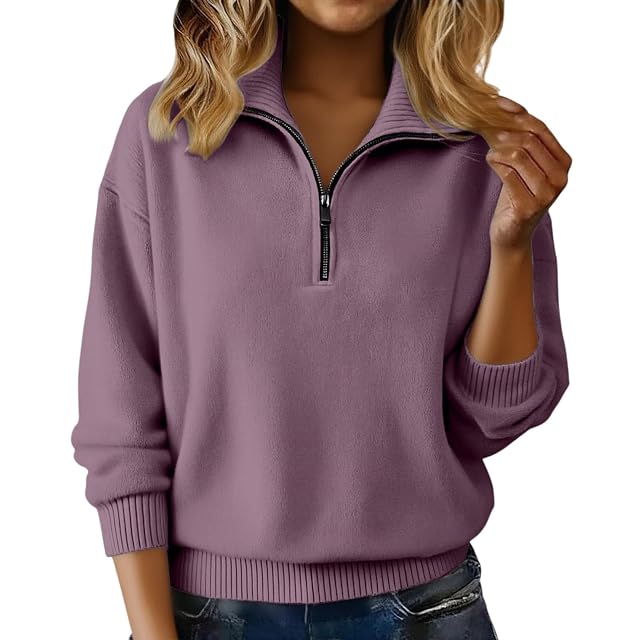 Cashmere Sweaters for Women 2025 Plus Size Long Sleeve Quarter Zip Pullover Casual Fall Winter Warm Cozy Sweater