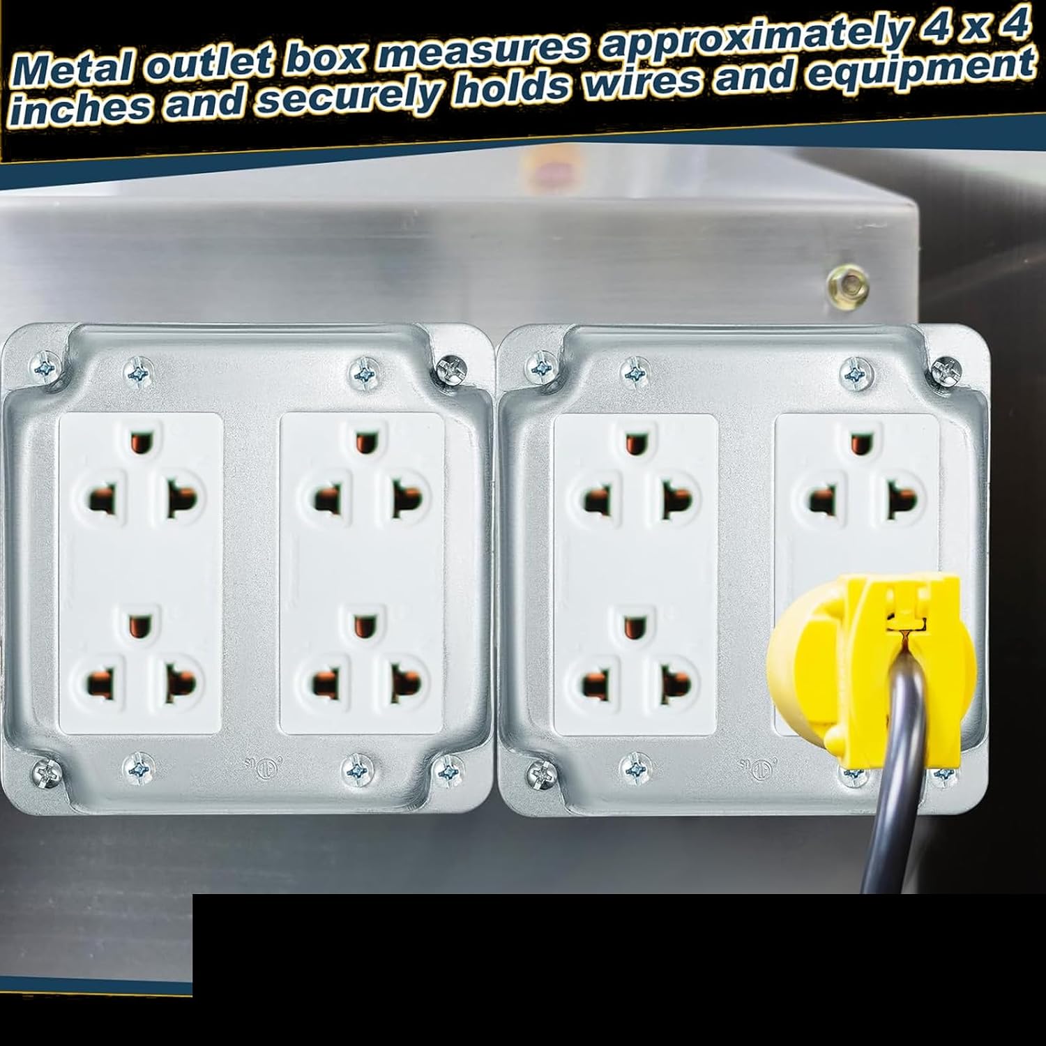2Pcs Electrical Box Covers Plates 4x4Inch Zines Alloy GFCI Compatible Outlet for Junctions Box Panel Childproof Outlet