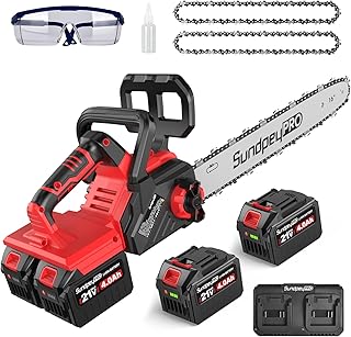 Tronçonneuse Sans Fil 42V - Tronconneuse a Batterie 16 Pouces, 1980W Tronçonneuse Électrique Sans Fil avec 2×4000mAh Batteries, Moteur Brushless, Guide 40cm, pour Bûches et Branches