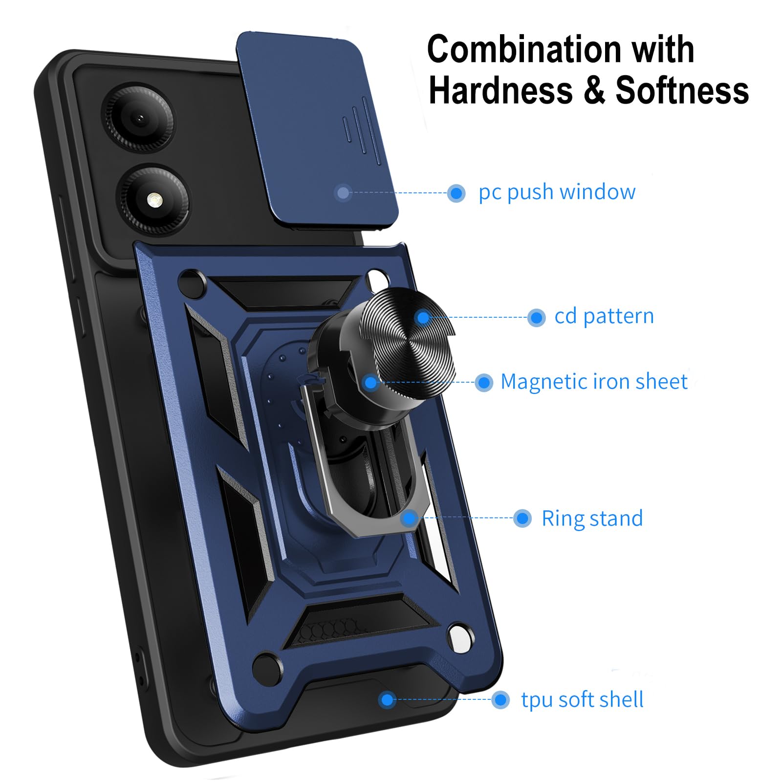 Custodia per ZTE Blade A33S (6,3) + Protezione per Schermo, Nero Morbido TPU Silicone Case Gel Sottile Cover + [2 Pezzi] Pellicola Protettiva in Vetro Temperato