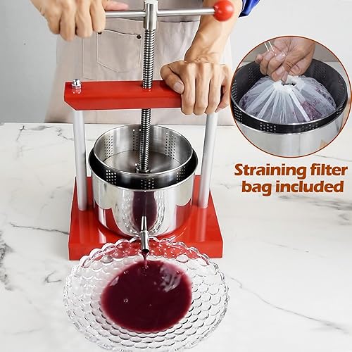 Miniatura 2 de EJWOX Prensa manual de botellas de acero inoxidable de 053 galones para jugos verduras vino aceite de oliva