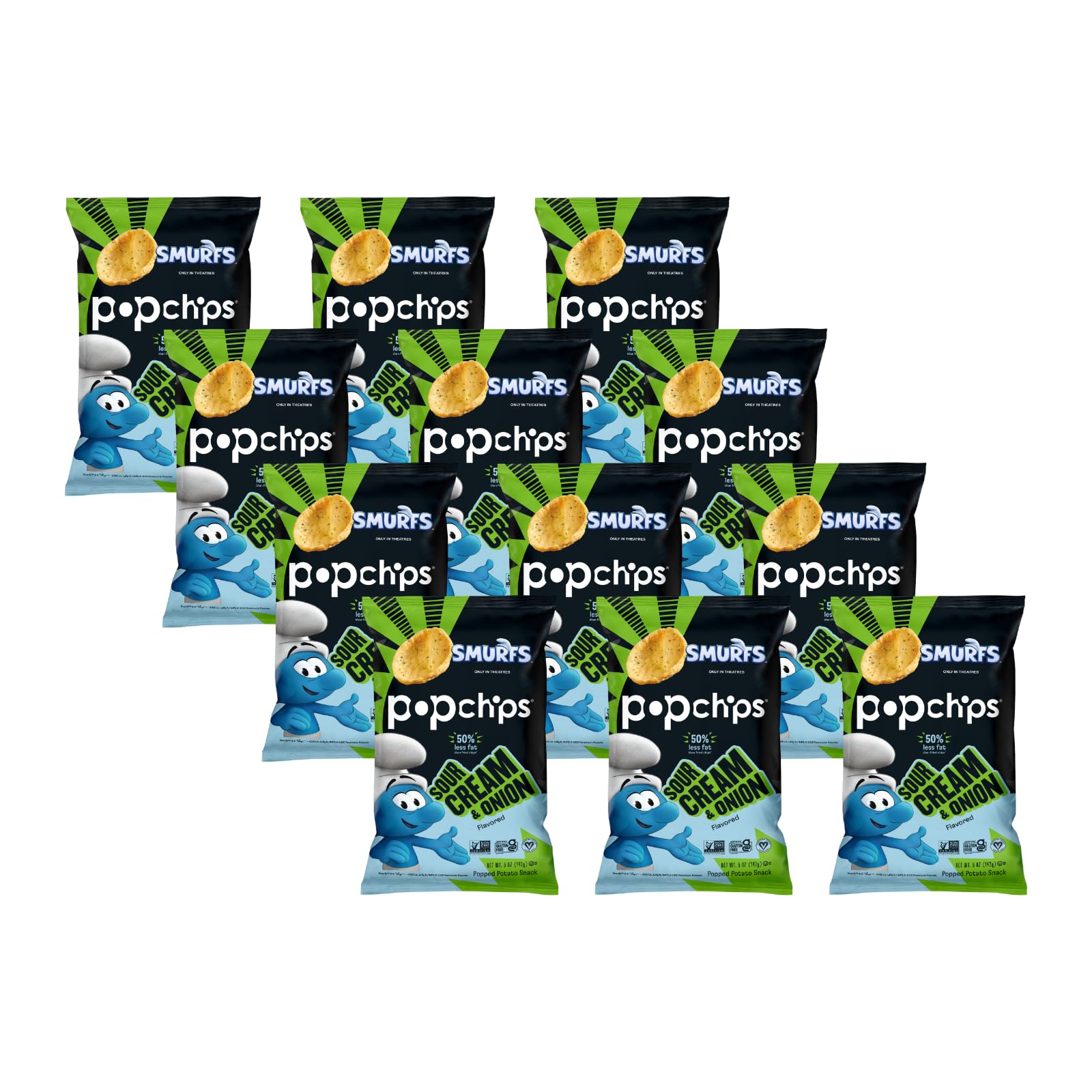 Popchips Potato Chips Sour Cream & Onion Potato Chips 5 Oz (Pack of 12)