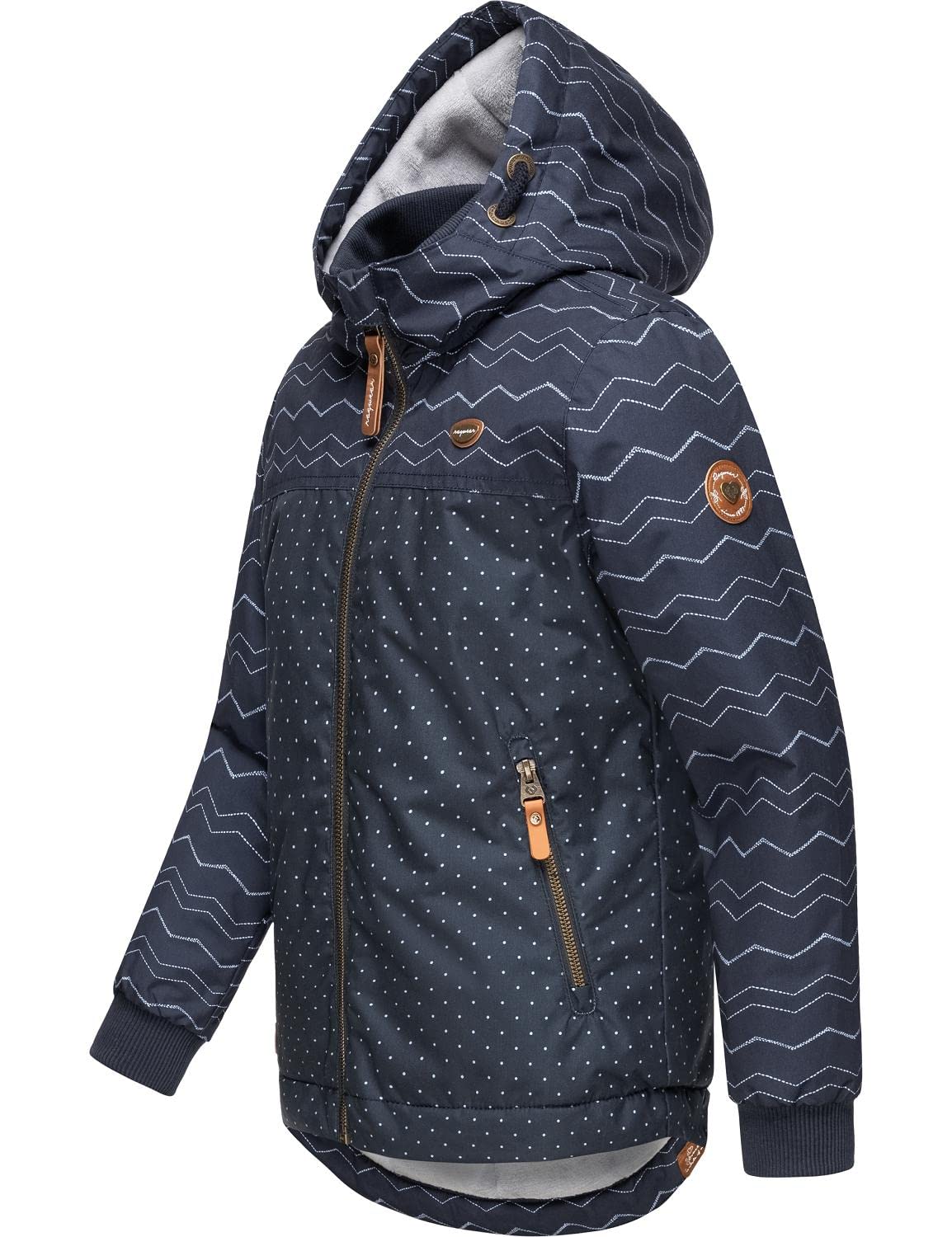 Ragwear Kinder Mädchen Winterjacke Outdoorjacke mit Kapuze wasserdicht Kristla Chevron 128-152