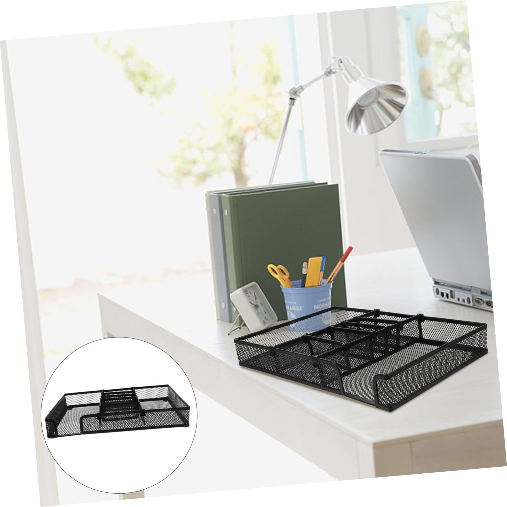 Organizador de Escritorio de Hierro Negro para Papelería y Oficina | Sistema Práctico de Orden, Diseño Versátil, Limpieza Sencilla y Ahorro de Espacio en Mesa