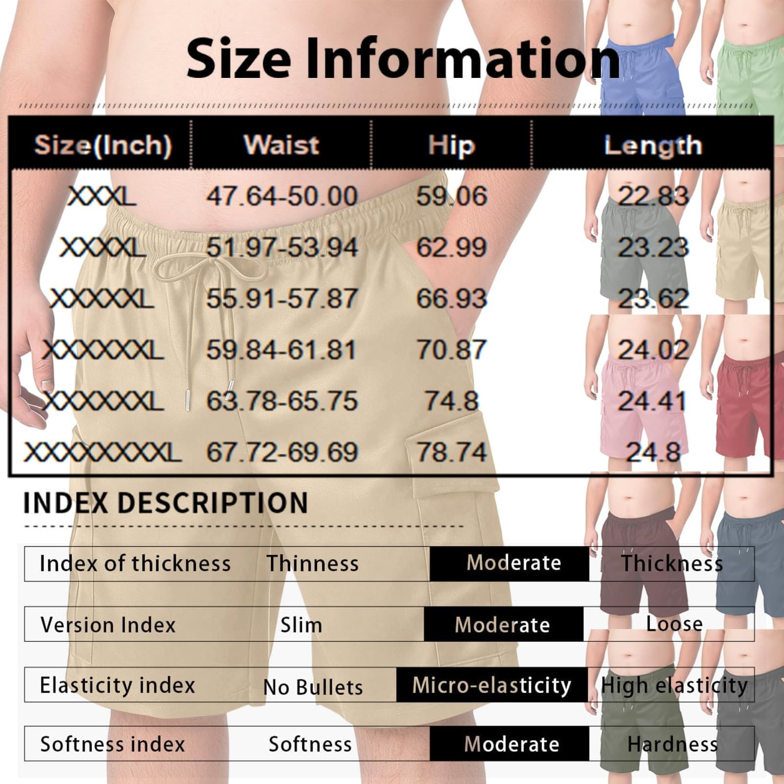 Pantaloncini cargo da uomo, lunghezza al ginocchio, leggeri, comodi