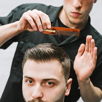 2PCS Folding Beard Comb for Men, Fine Tooth Comb, Pocket Comb