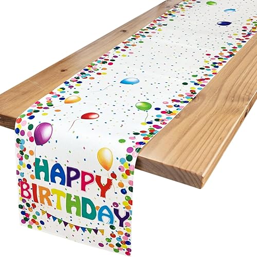 Letjolt Camino de mesa de feliz cumpleaños de 12 x 72 pulgadas, decoración de mesa de fiesta de cumpleaños, color negro