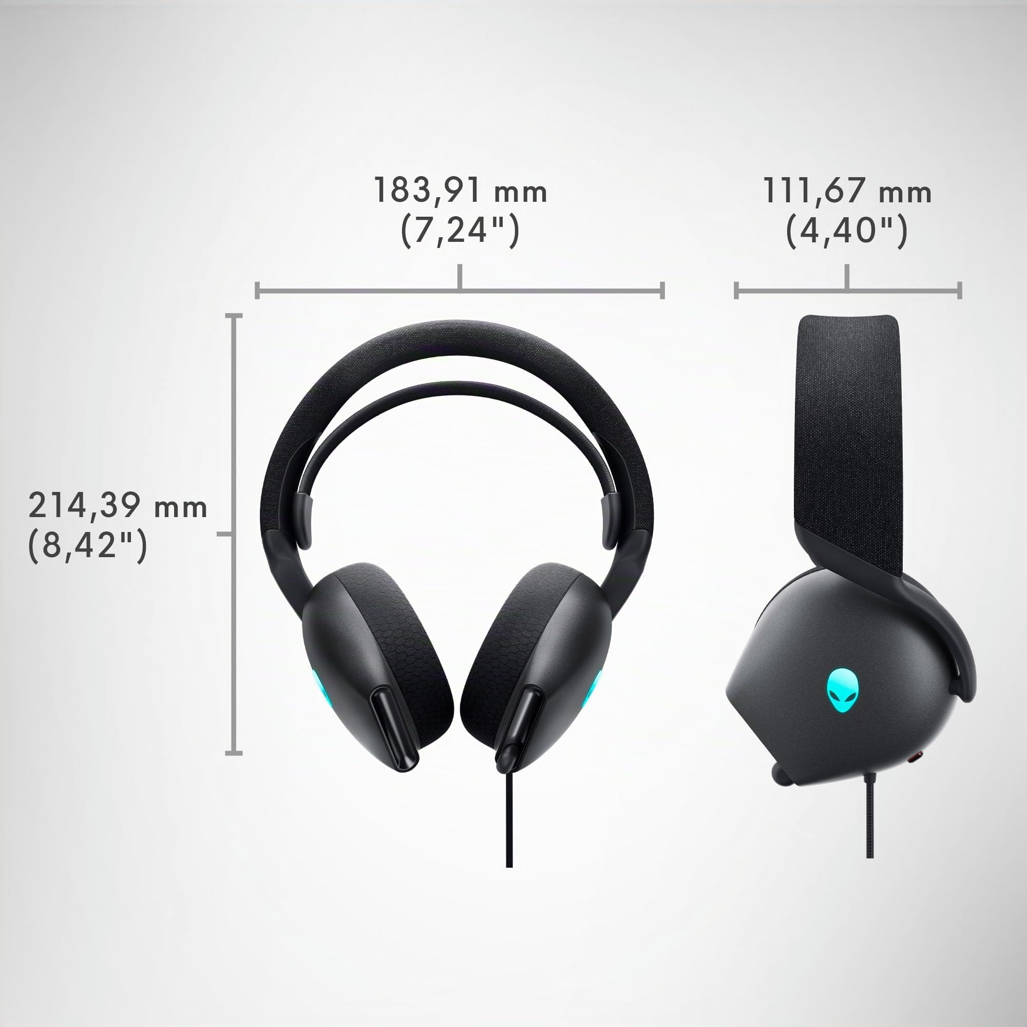 Alienware Wired Gaming Headset - AW520H | Micrófono Boom, cancelación, RGB AlienFX, espuma de memoria, peso 219 g, compatibilidad Windows, carga rápida 15 min
