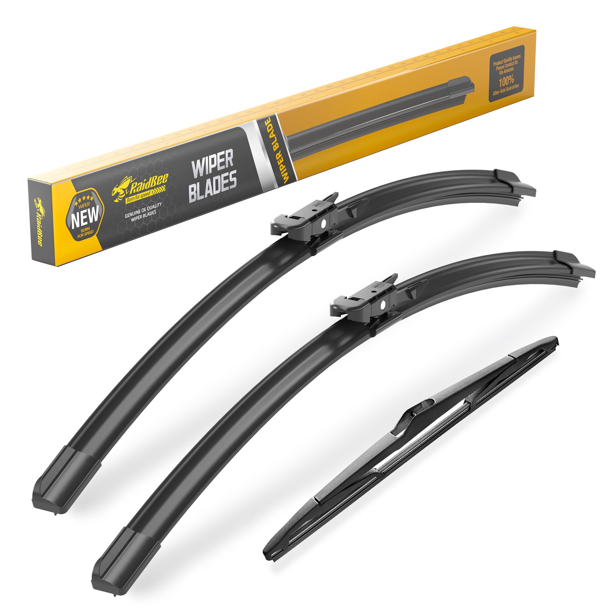 Raidbee® 28"+28" Windshield Wiper Blades with 12" Rear Wiper Blade Automotive Replacement Set for Ford Focus 2012 2013 2014 2015 2016 2017 2018 – Genuine OEM Quality (Set of 3)