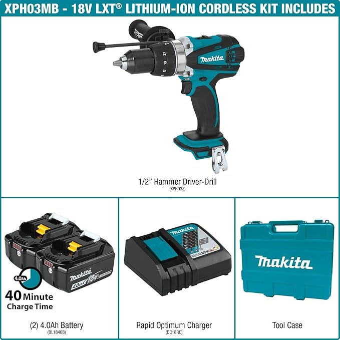 Taladro Percutor Inalámbrico Makita XPH03MB 18V 1/2'' miniatura 4