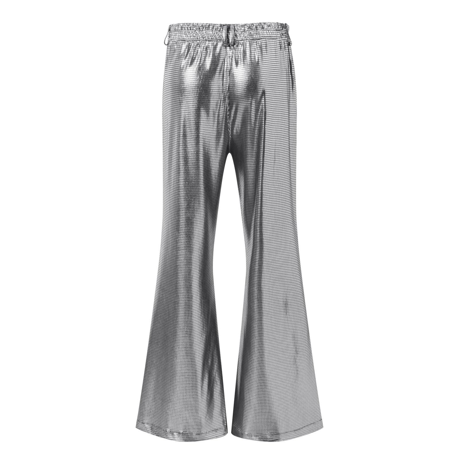 2026 Schlaghose Herren Glitzer Hose - Paillettenhose Eisseide Anzughose Retro Pants Einfarbig Herrenhose Jazzhose Festliche Tanzhose Nachtclubhose Karneval Kostüm Bequemer Stretchstoff Alltagskleidung
