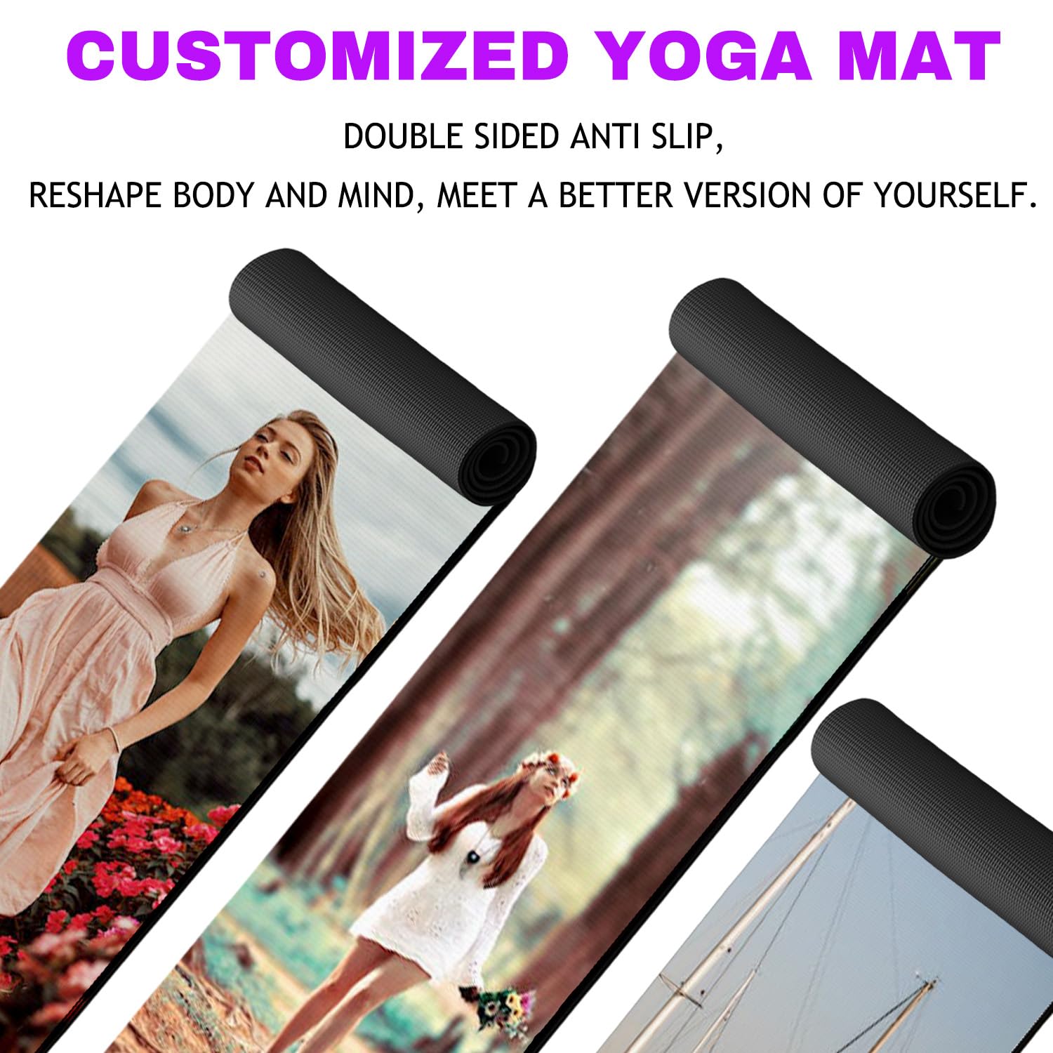 Personalizzato Tappetino da Yoga con Foto/Testo Spesso Antiscivolo per Donne/Uomi Esercizi per la Casa Palestra Meditazione Pilates Extra Morbido Spessore Fitness Sport da Allenamento