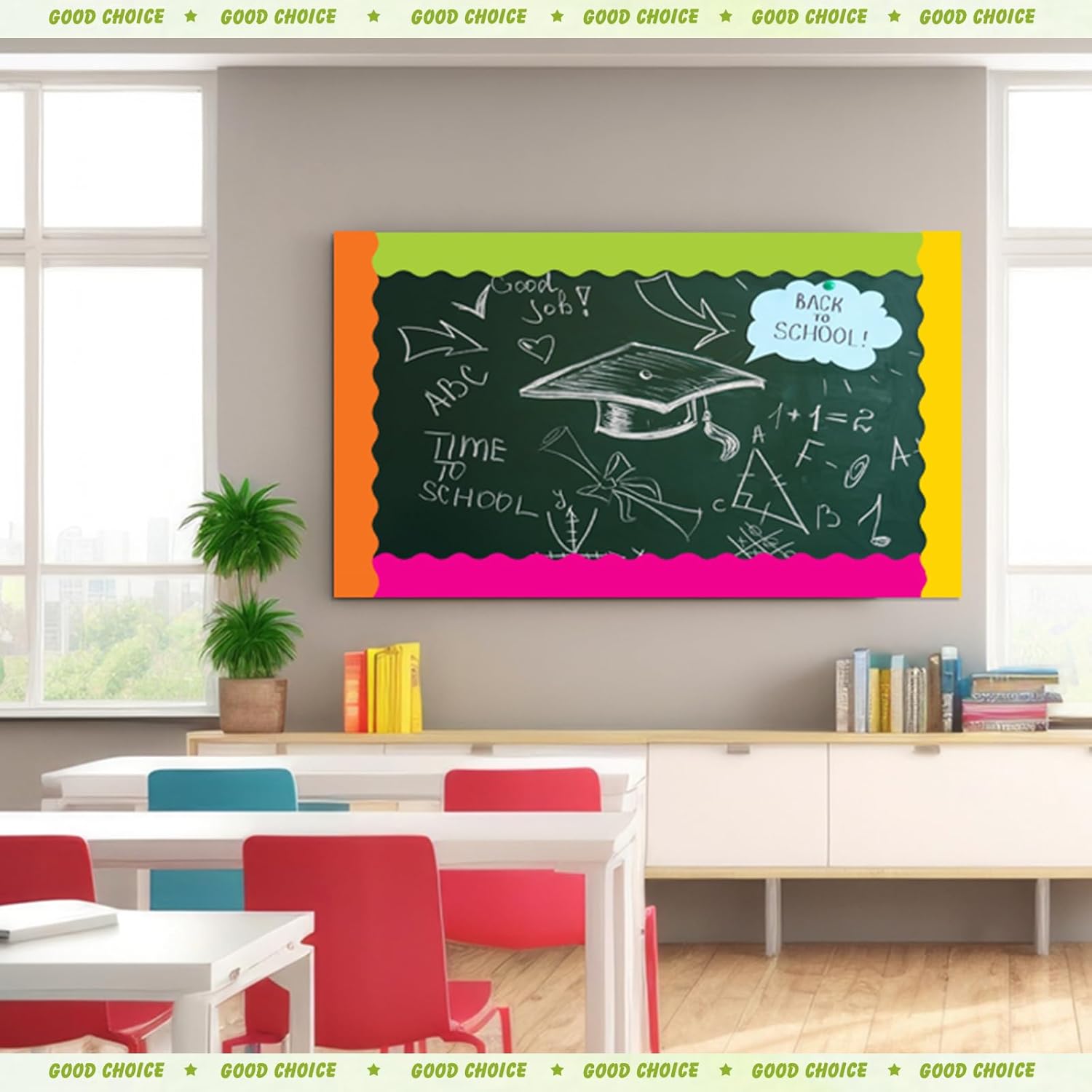 Tenceur 162 Pcs Magnetic Bulletin Board Borders for Classroom Bulletin Boarder Trim for Whiteboard Decorations Scalloped Trim Colorful Office Home Use Spring Summer Decor(Rainbow Color)