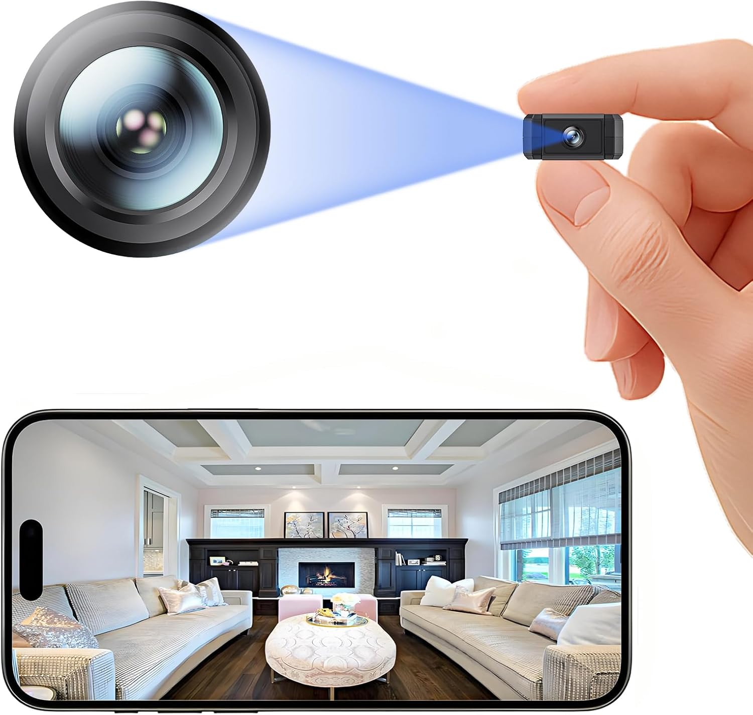 Mini Indoor Wireless WiFi Camera Small Home Security Cameras Tiny Body Small Outdoor Camara Nanny Cam Pet Dog House Security Camaras micro Door Room Cam Clear Night Vision and Motion Detection Monitor Black