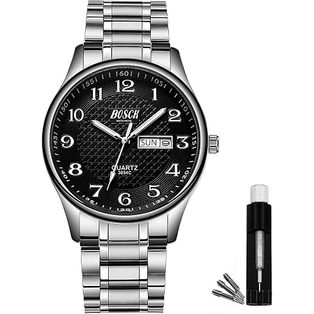 BOSCK Orologio Uomo,40 mm Orologi Polso Uomo con Numeri Grandi di Facile  Lettura Data e