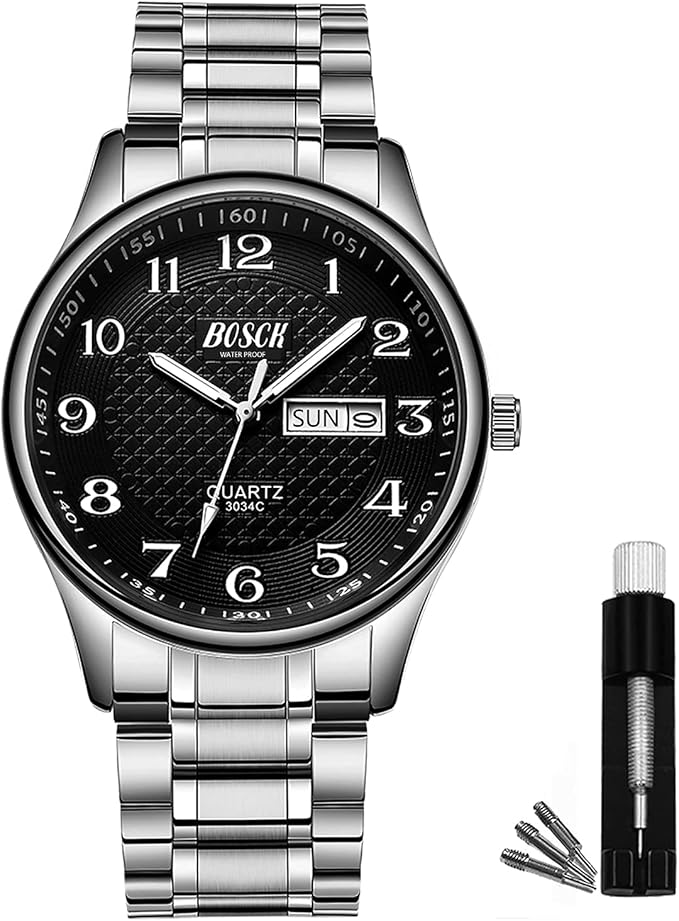 CRRJU Orologi da polso da uomo moda lusso in acciaio inossidabile orologi per gli uomini Business Auto Data Glow analogico al quarzo orologi da polso, Colore: nero rosato., Cronografo