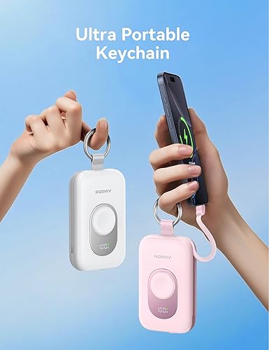 Miniatura 6 de RORRY Cargador portátil, 20000 mAh PD 30 W, cargador portátil con 2 cables integrados, batería de carga súper rápida con llavero, artículos