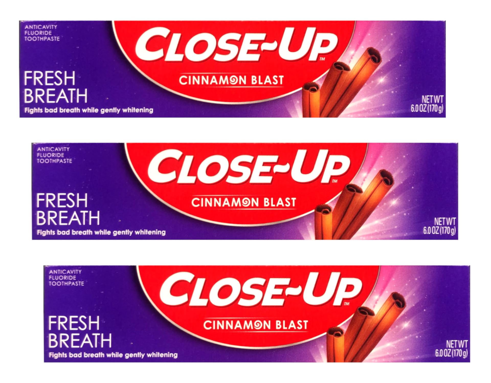 Close-Up Cinnamon Anticavity Flouride Toothpaste 6 Ounce (Pack of 3)