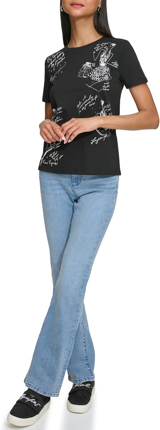 Karl Lagerfeld Womens Soft Everyday Whimsy Casual T-Shirt - Image 2