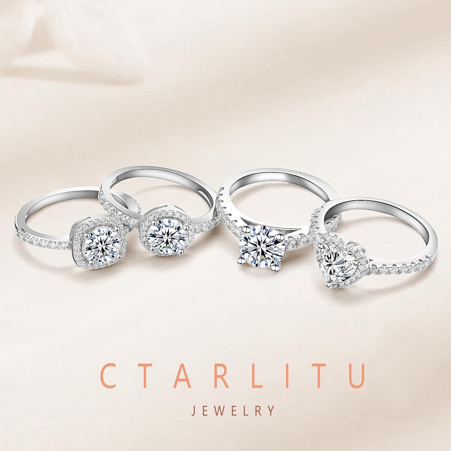 Solitaire Moissanite Engagement Rings 925 Sterling Silver 1CT Halo Promise Rings D Color VVS1 Lab Created Wedding Bands Moissanite Ring For Women - Image 4