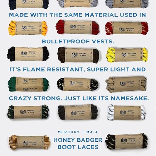 Miniatura 6 de Honey Badger - Cordones para botas resistentes con Kevlar, fabricados en Estados Unidos, cordones gruesos para botas de trabajo y senderismo